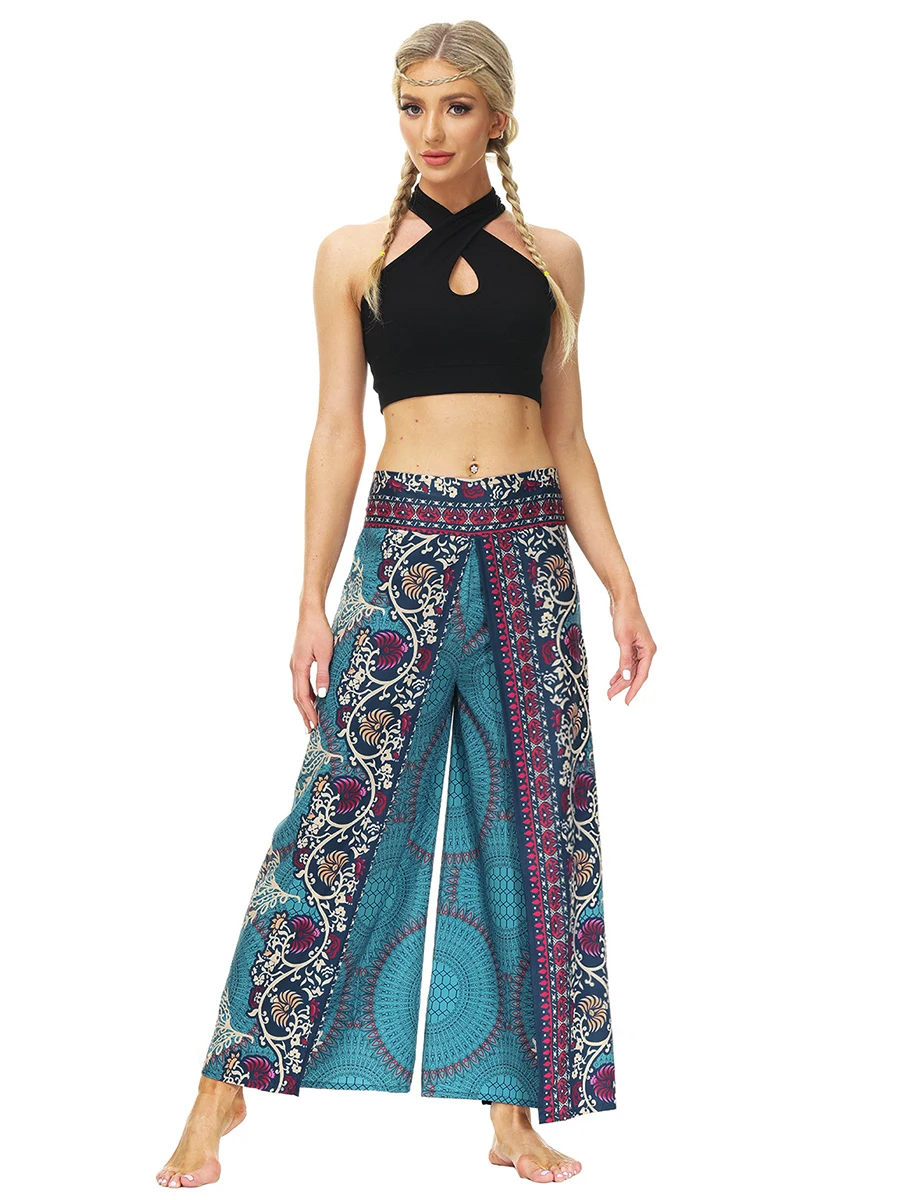 

Women Slit Wide Loose Palazzo Leg Pants,Yoga Pants,Casual Boho Vintage Hippie Bohemian Pilate Beach Pants