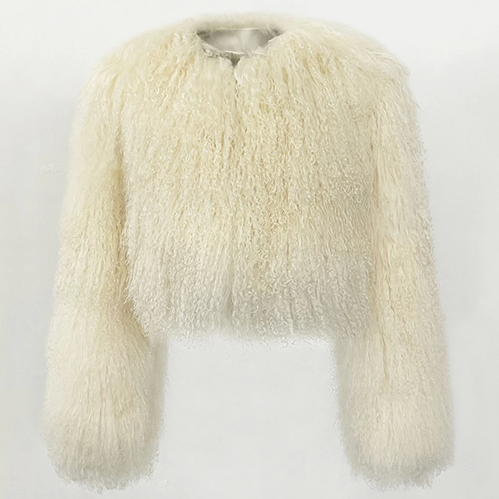 

Furyoume новая осенне-зимняя короткая куртка из натурального меха, женская шуба из натурального монгольского овечьего меха, модная верхняя одежда