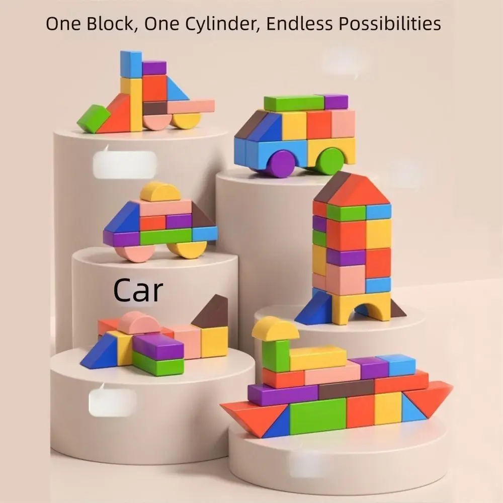 Klocki Drewniane Klocki Konstrukcyjne Drewniane Zabawki Edukacyjne dla Najmłodszych z Pudełkiem do Przechowywania Zestaw Klocków Drewnianych Zabawka Edukacyjna dla Przedszkolaków