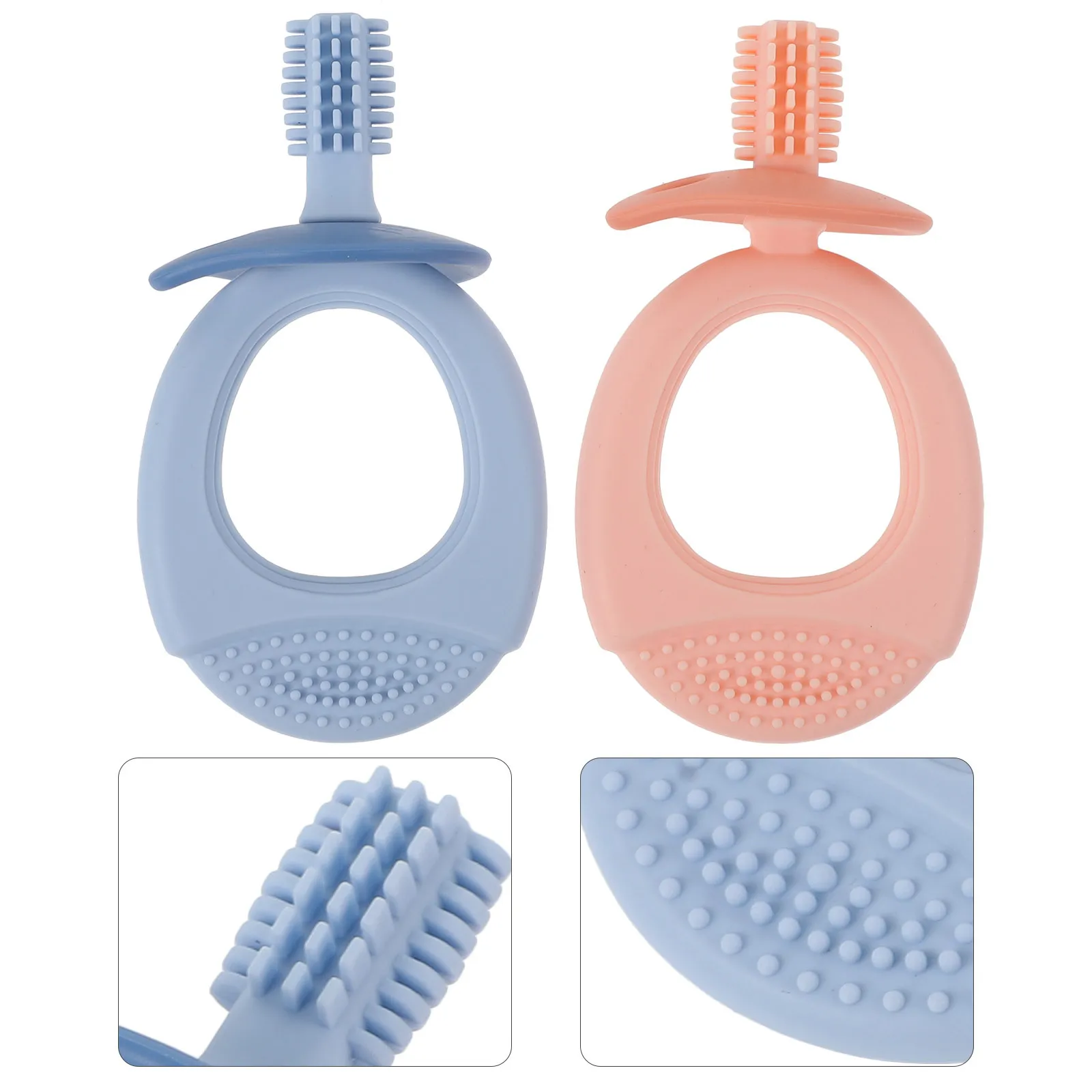 

2Pcs Toddler Silicone Toothbrushes Cartoon Design Teether Compact Size Lightweight Portable Birthday Gift Kids Oral Supply