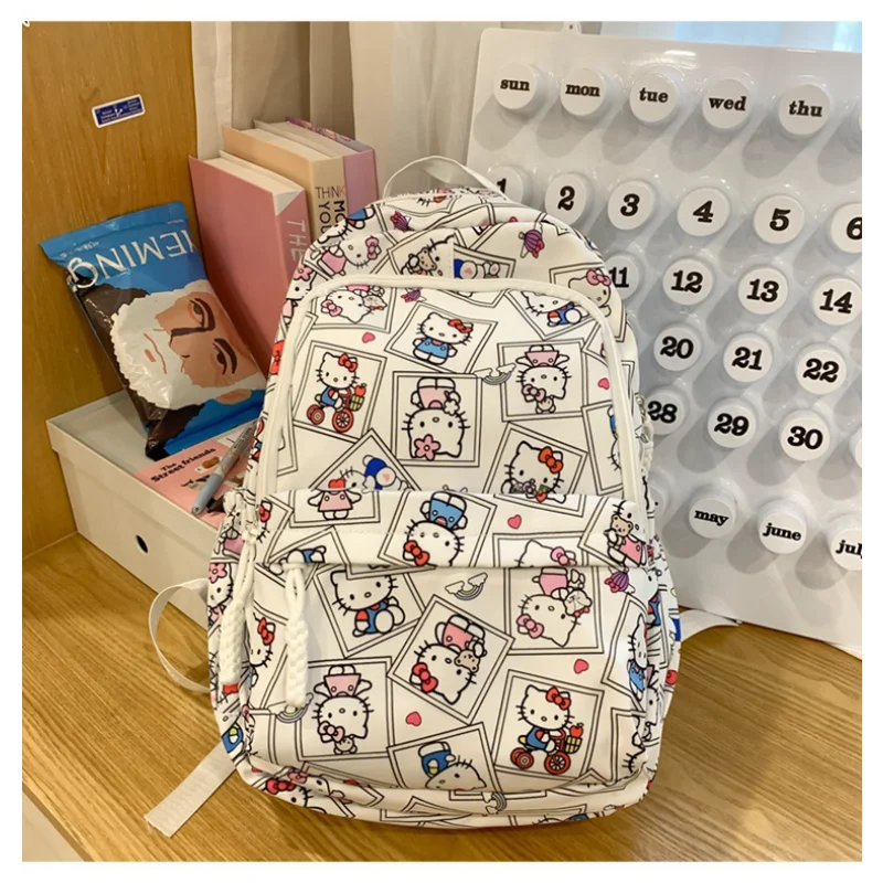 

Sanrio Hello Kitty cute printed women's school bag cartoon graffiti plaid going out comfortable casual backpack