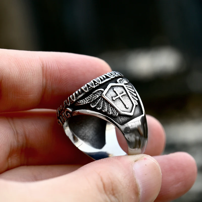 BEIER Stainless Steel god knight dragon slayer saint george Rings For Men Religious fashion Jewelry BR8-956