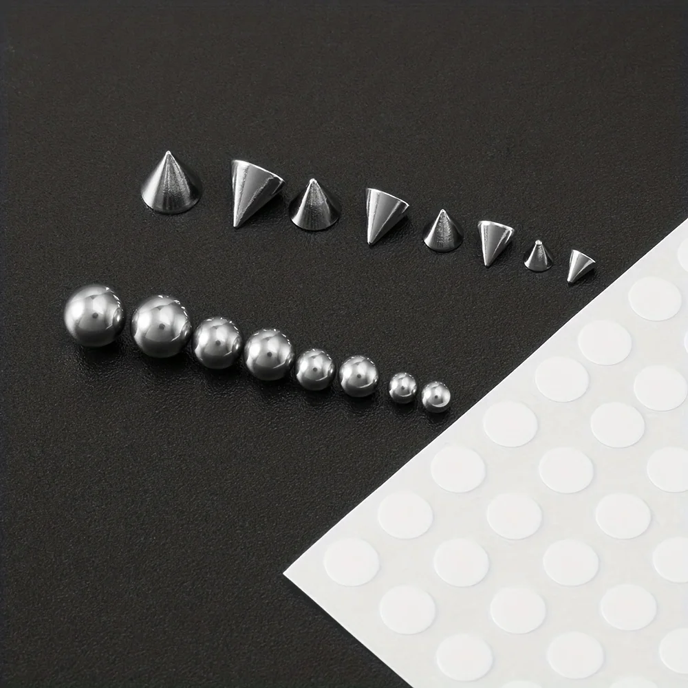 1set Sticker Fake Piercing Eyebow Non-Piercing Belly Nose Ring Lip Stud Earring Dermal Anchor Top Body Jewelry image 3