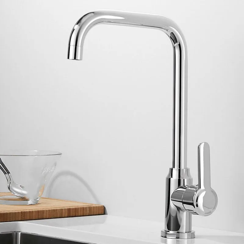 90 degree bend 304 stainless steel kitchen cold and hot faucet  splash proof vegetable wash basin washbasin sink faucet C2