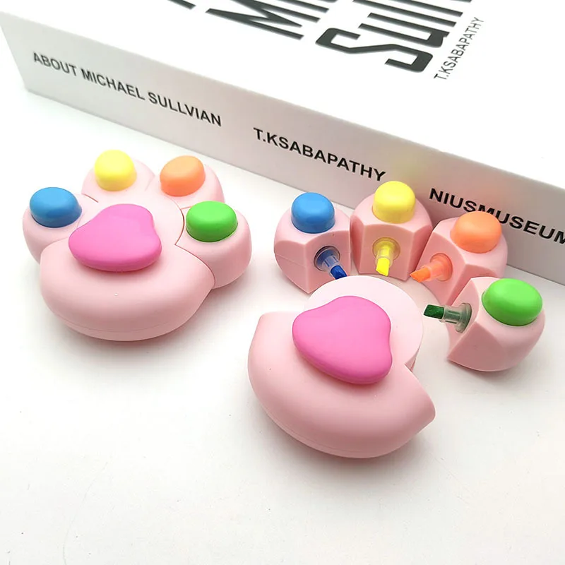 Stempel-Cartoon-Katzenpfoten-Textmarker, Markierungsstift für Graffiti, lustiger Textmarker, handgefertigter DIY-Fluoreszenzmarker, Geburtstagsgeschenk