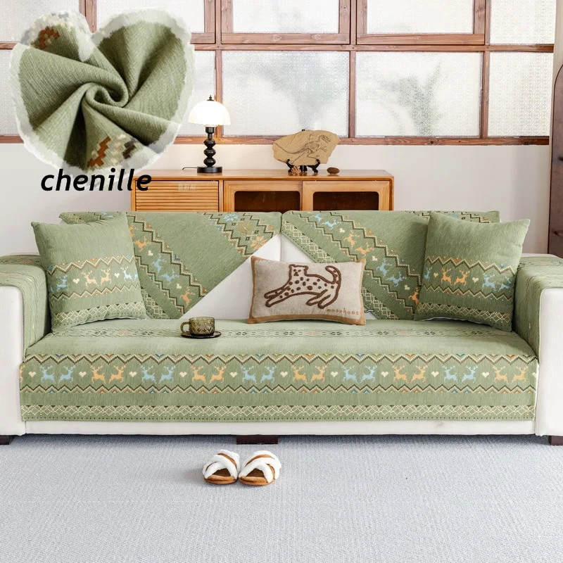 New Bohemia Chenille Sofa Covers for Living Room Non-slip Sofa Cushion Slipcovers Anti-Pet Scratch Corner Couch Towel Home Decor