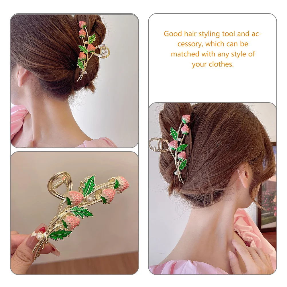 

Strawberry Metal Hair Claw Clips Large Size Nonslip Jaw Clip for Women Strong Hold Hair Styling Accessory Gift for Her