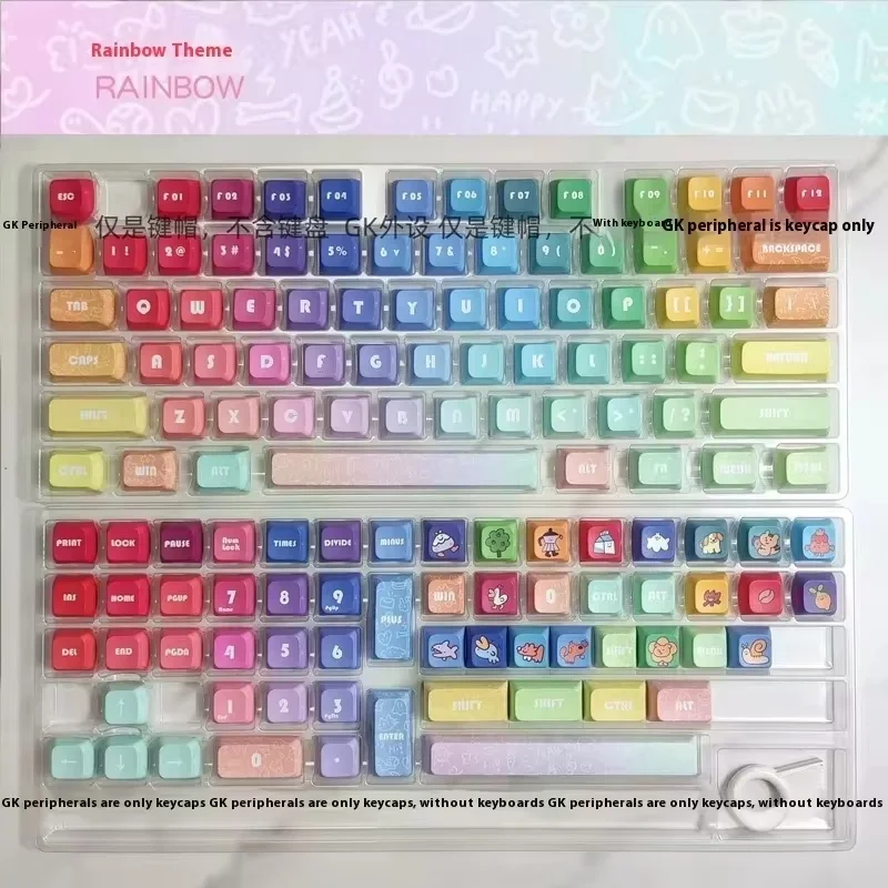 

Rainbow Themed Gradient Color Keycaps Pbt Thermal Sublimation Xda Original Factory Height Vgn Aishitou Akko Cross Keycaps