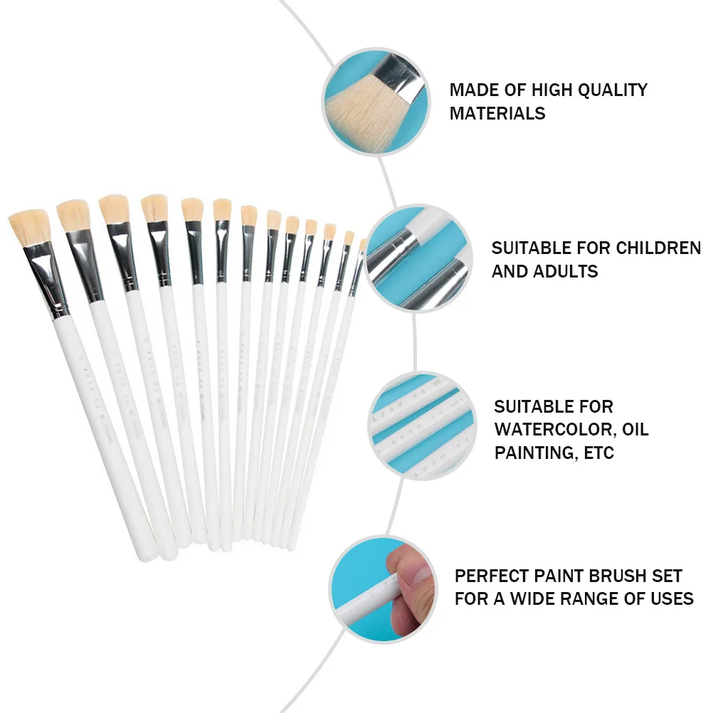 

1Set Painting Brush Set Wood Brushes Oil Watercolor Painting Tools Portable Creative Art Supplies for Drawing DIY