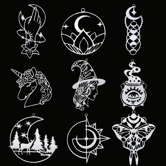 3 sztuk czarownica jednorożec księżyc Charms do tworzenia biżuterii DIY Craft kolczyki naszyjnik kobiety motyl gotyckie słońce wisiorek ze stali nierdzewnej