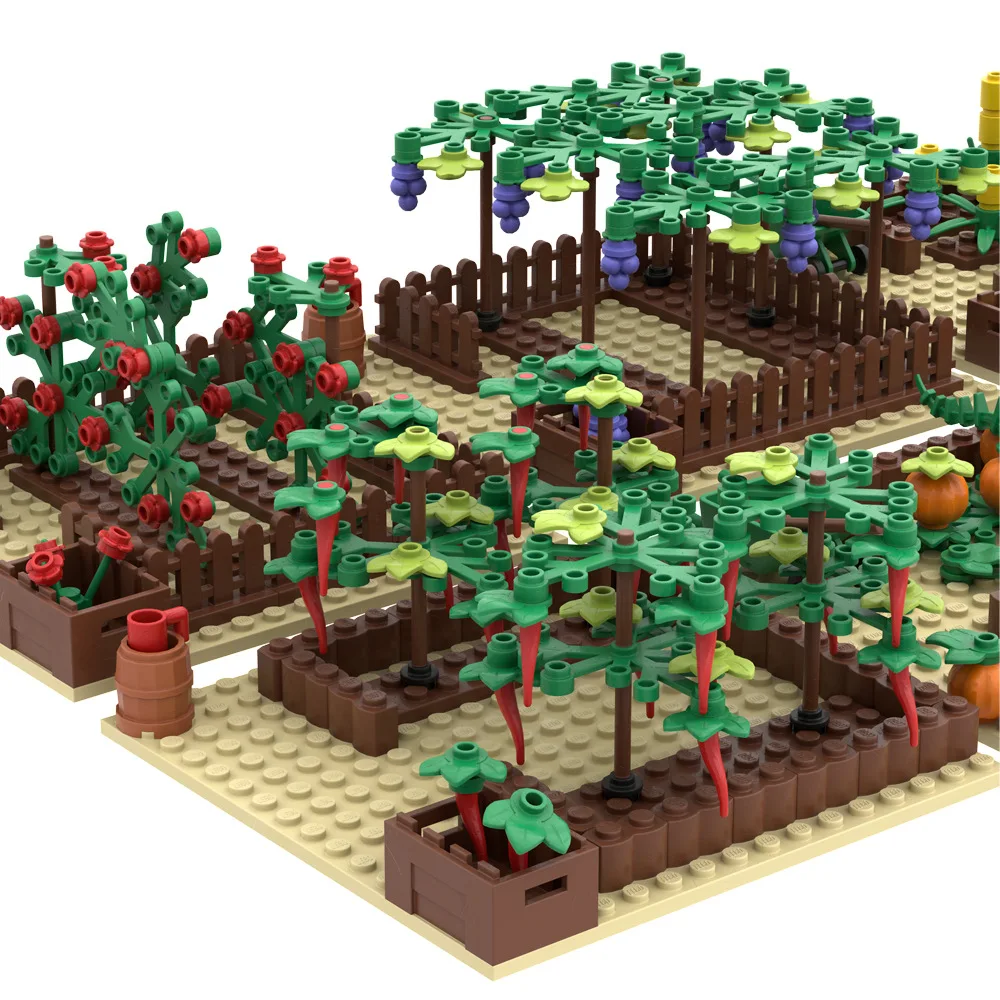 MOC Vegetable Garden Pumpkin Grape Farm Crop Plant Orchard Builing Blocks Puzzle City Scene Flower Micro Landscape Fit Legoeds