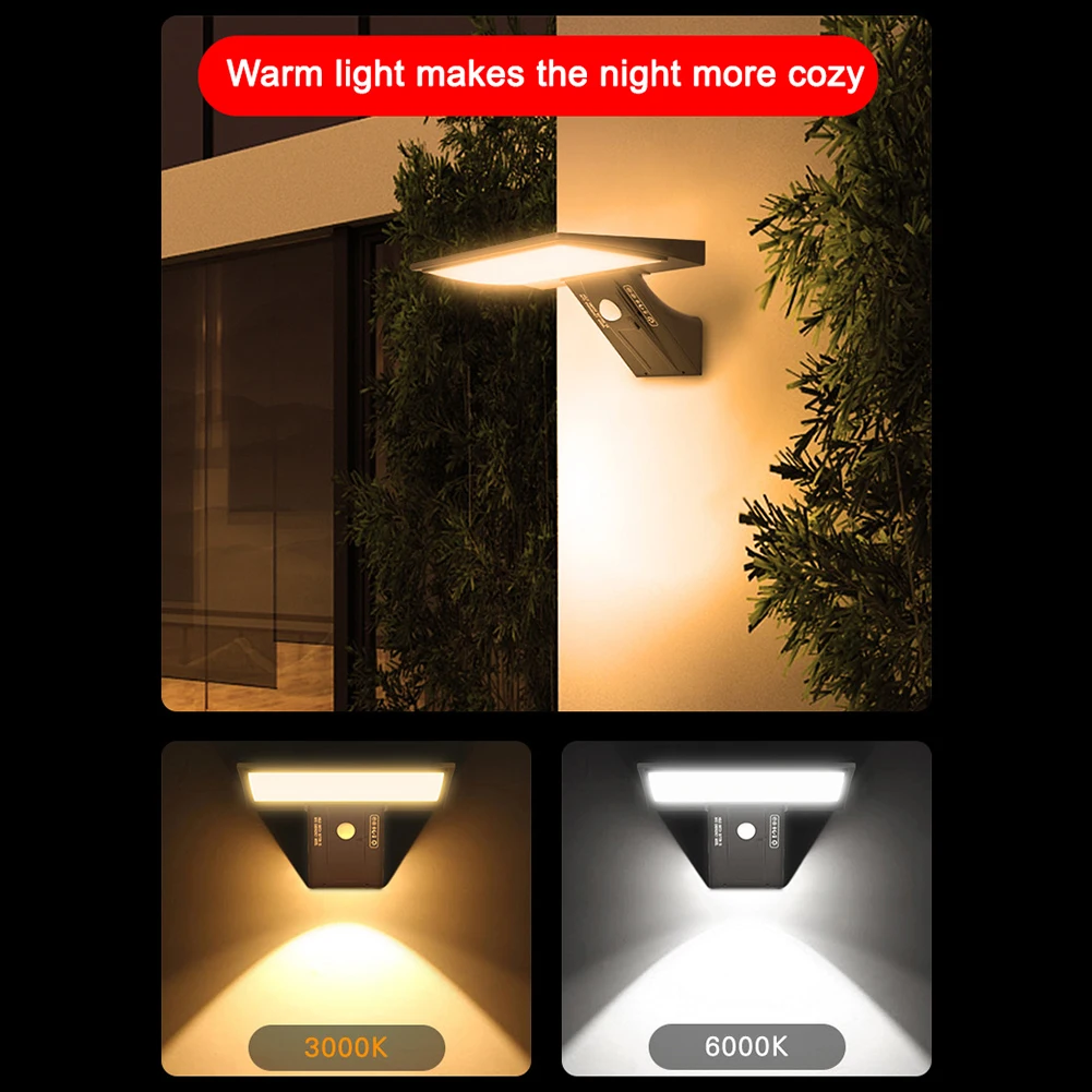 Ao ar livre Solar Luzes LED, Motion-Sensing Lâmpada de Parede, 180 ° Grande angular, 4 Modos, Impermeável, Jardim Luzes, Cerca, Pátio, Garagem