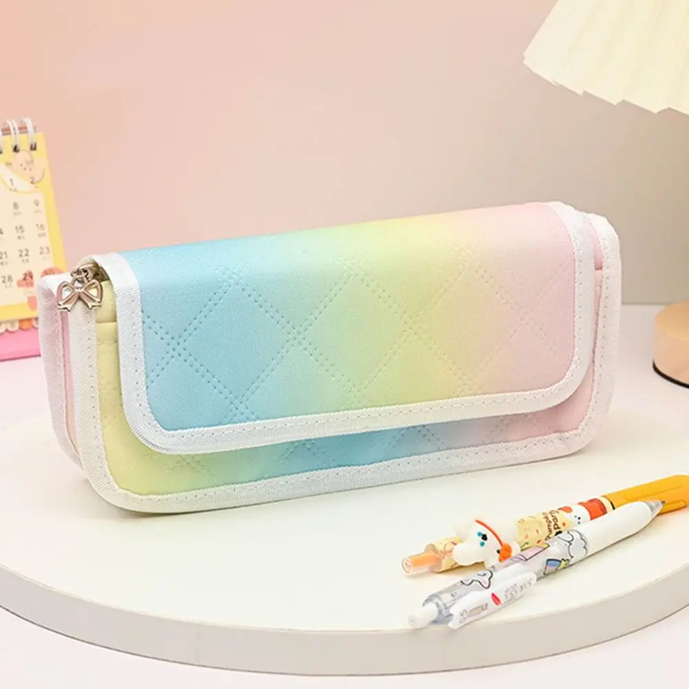 Funny Kawaii Gradient Pencil Bag Cute Candy Color Anime Stationery Pouch Cosmetic Pouch Rainbow Cartoon Pen Case Award Gifts