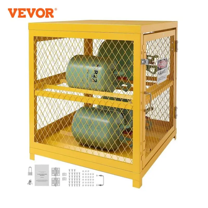 VEVOR Horizontal Cylinder Storage Cabinet 4x33 lbs Cylinder Capacity 31.02x30.04x35 in Propane Storage Cage Gas Cylinder Cabinet