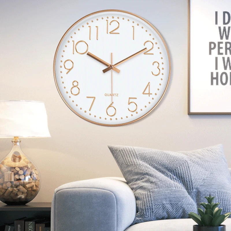 12 inch Silent Wall Clock 30cm Circular Clocks Noiseless Bedside Quartz Clock Living Room Kitchen Bedroom Decor Home Decoration