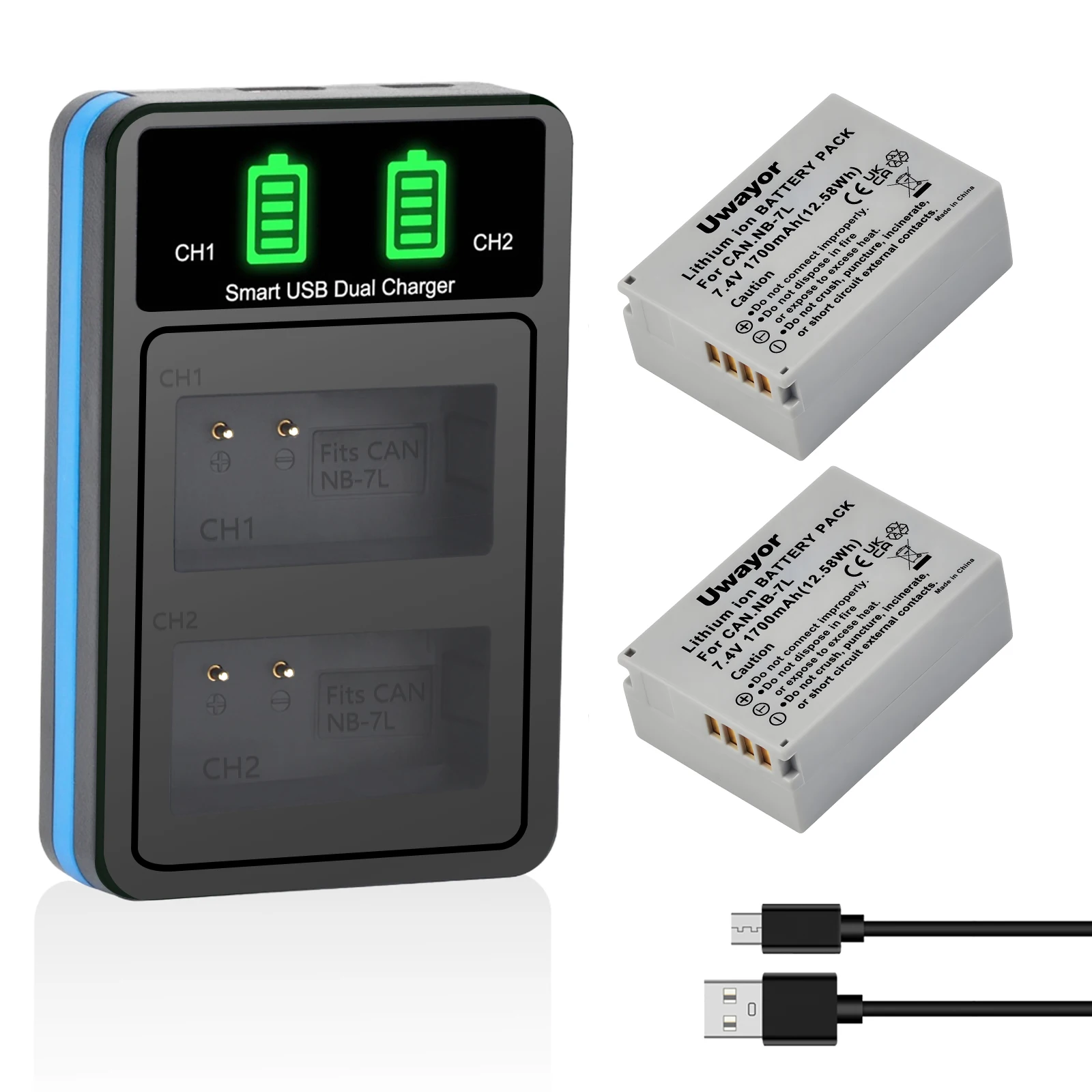 

UWayor NB-7L Battery and Dual LED Charger for Canon NB 7L, CB-2LZE, PowerShot G10, G11, G12, SX30 is Digital Camera