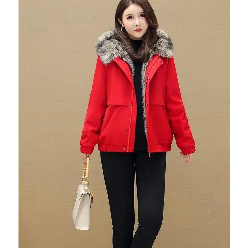 2024 New Women's Cotton Coat Short Add Velvet Thicken Winter Jacket Fashion Collar Warm Snowy Overcoat Parker Female E3181