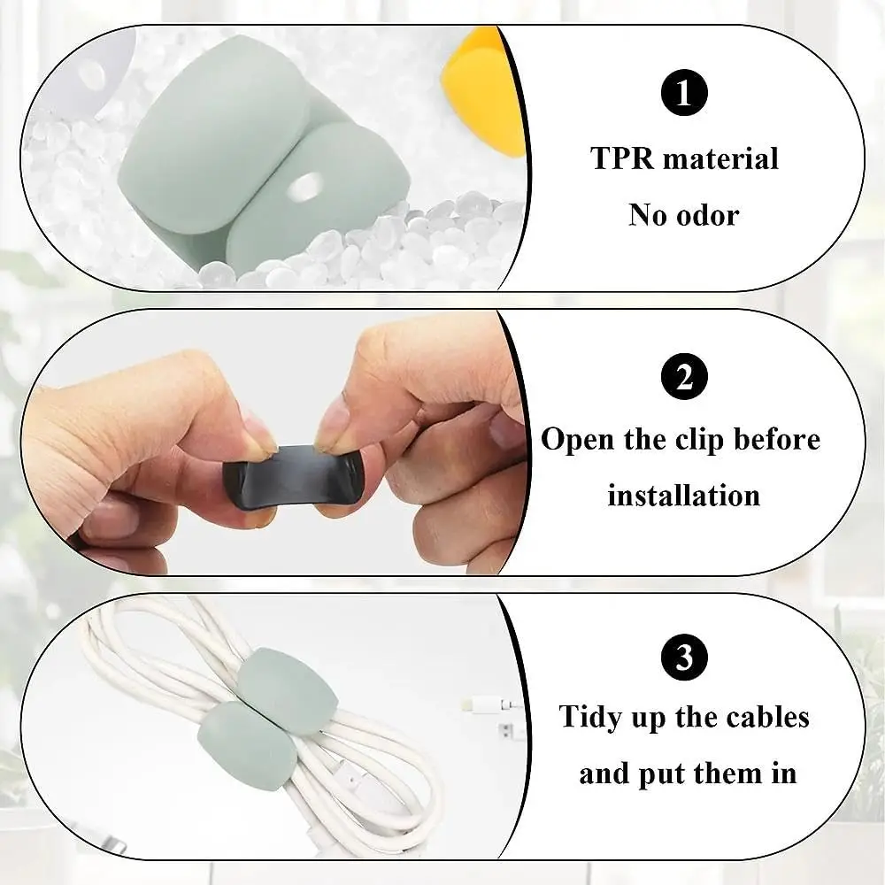 5/30Pcs Silicone Cable Organizer Clips,Wire Management for USB Charging Cable,Earphone Cord, Mouse Wire,Black White Pink Color view 6