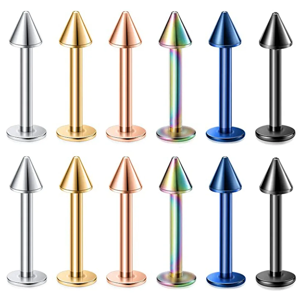 16G Surgical Steel 6mm 8mm 10mm Spike Ball Straight Barbell Labret Lip Stud Cartilage Tragus Earrings Monroe Piercing