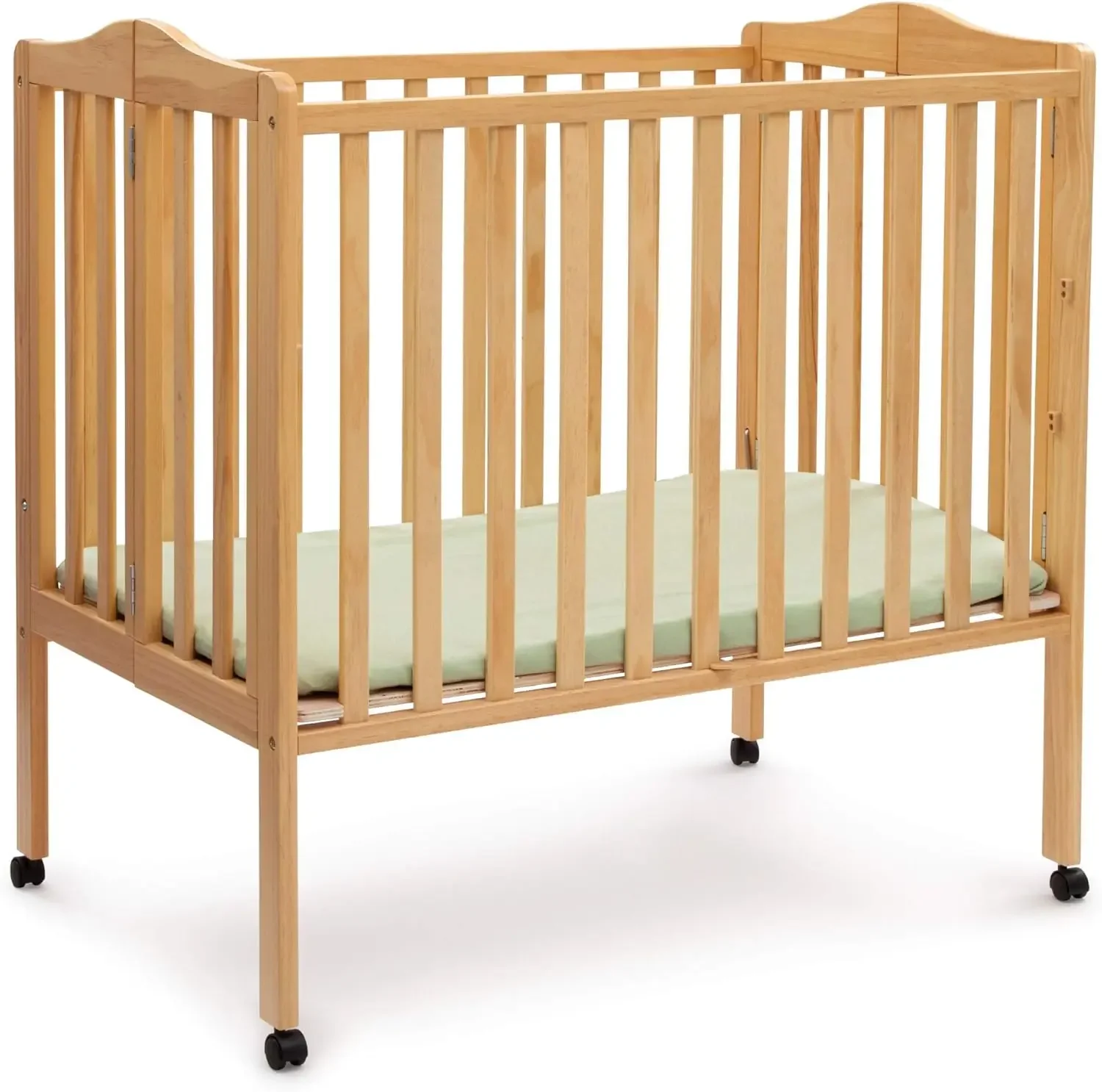 Folding Portable Mini Baby Crib with 1.5-inch Mattress - Greenguard Gold Certified, Natural