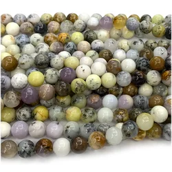 Veemake Natural White Opal Loose Round Beads For Jewelry Making 08131