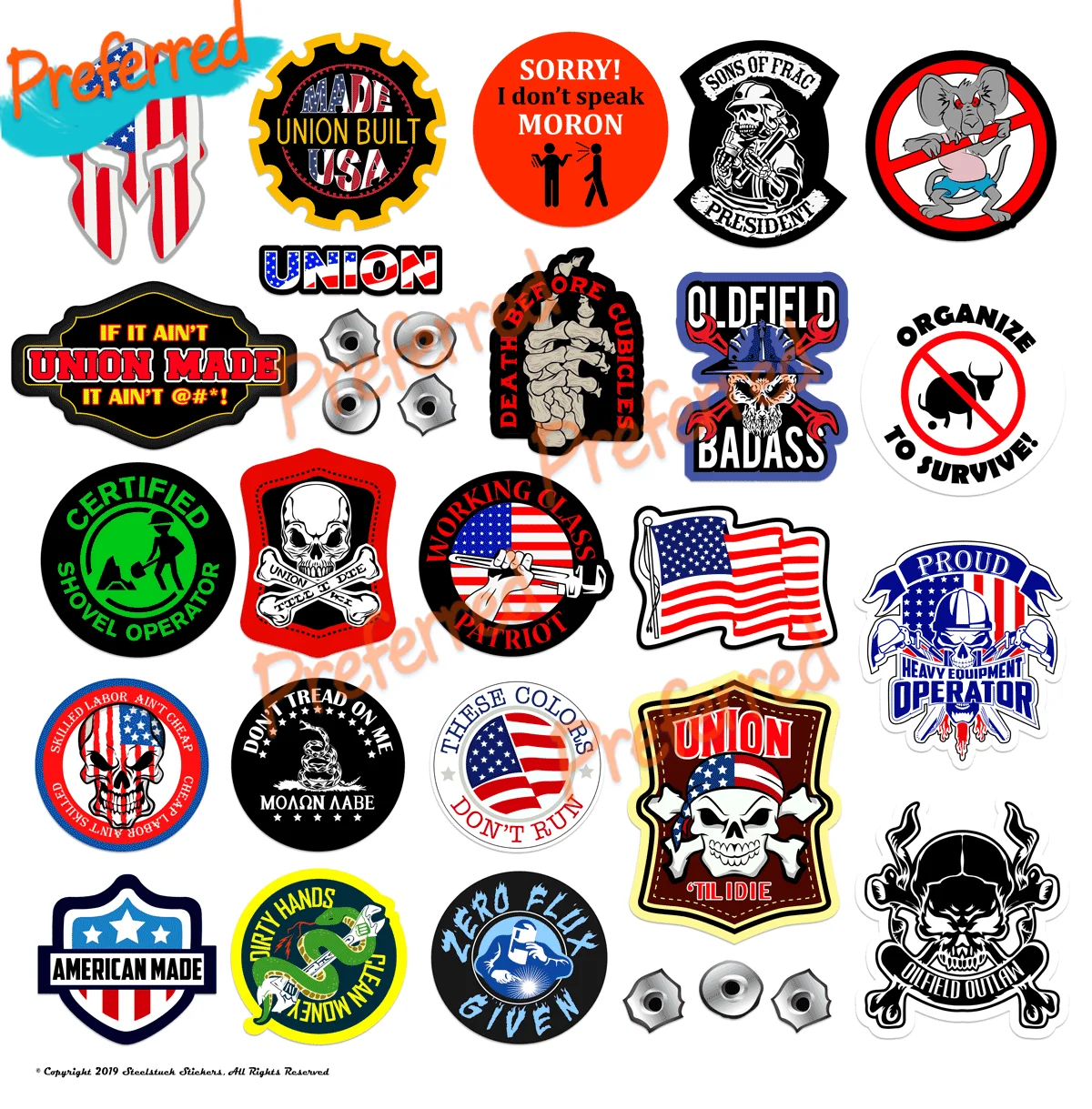 Hilarious Hard Hat Stickers 30 Pack  Union Welder Helmet Motorcycle Toolbox, Funny, Frac, Patriotic! Quality