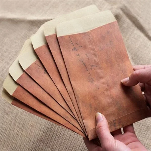 10pcs/lot Old Retro Paper Envelope Brown Kraft Paper Packaging Suitable for Vintage Postcard Invitation Card Small Gift Letter