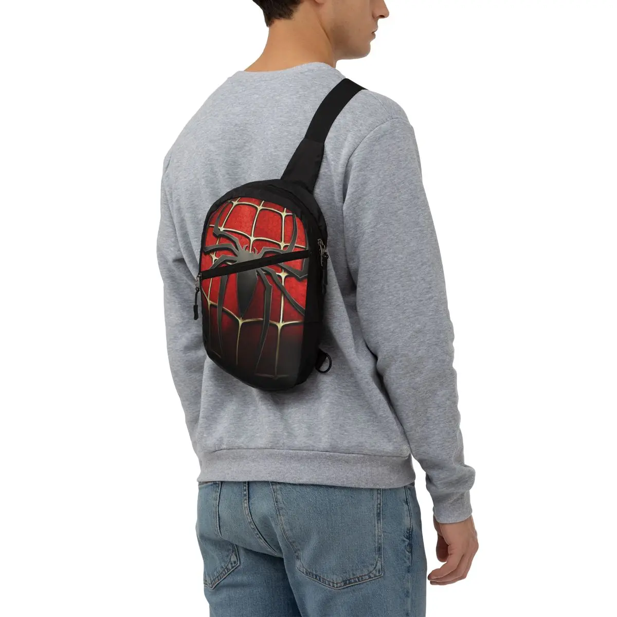 Personalized Spider Chest Sling Bags Men Fashion Animal Shoulder Crossbody Chest Backpack Travel Hiking Daypack