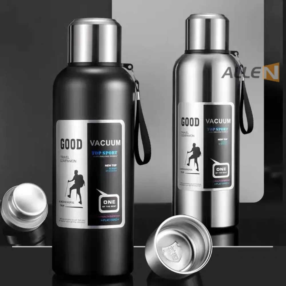 600-2000ml Double Layer 316Stainless Steel Vacuum Cup with Filter Portable Sports Vacuum Cup Large Capacity Mountaineering Cup