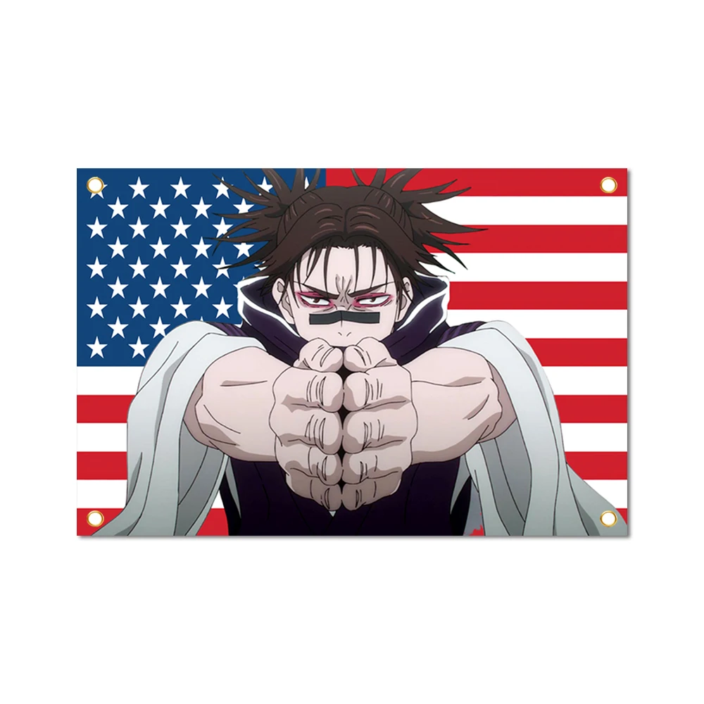 Klassische Anime-Flagge Choso Wandteppich mit Rosa Amerikanischer Flagge als Hintergrund, Schlafzimmerdekoration & Manga-Fans Wandbehang