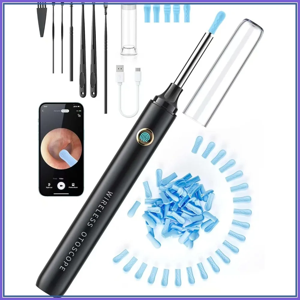 

1080P HD Ear Wax Removal Camera Otoscope with Light, 50 Tips for iPhone/Android
