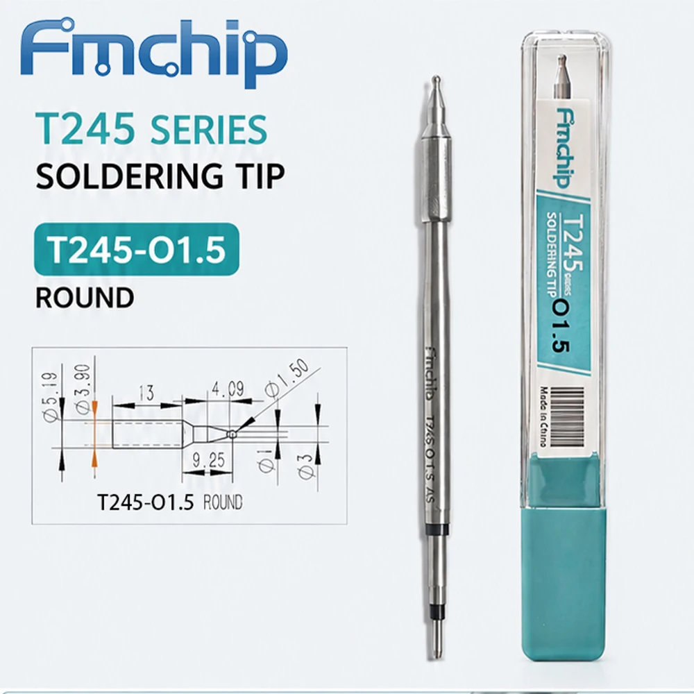 FMchip T245‑O1.5 Soldering Tip 1.5mm Round Ball Tip Precision Welding Tip for Phone PCB IC Repair Fit T90B HS02A T245 Series
