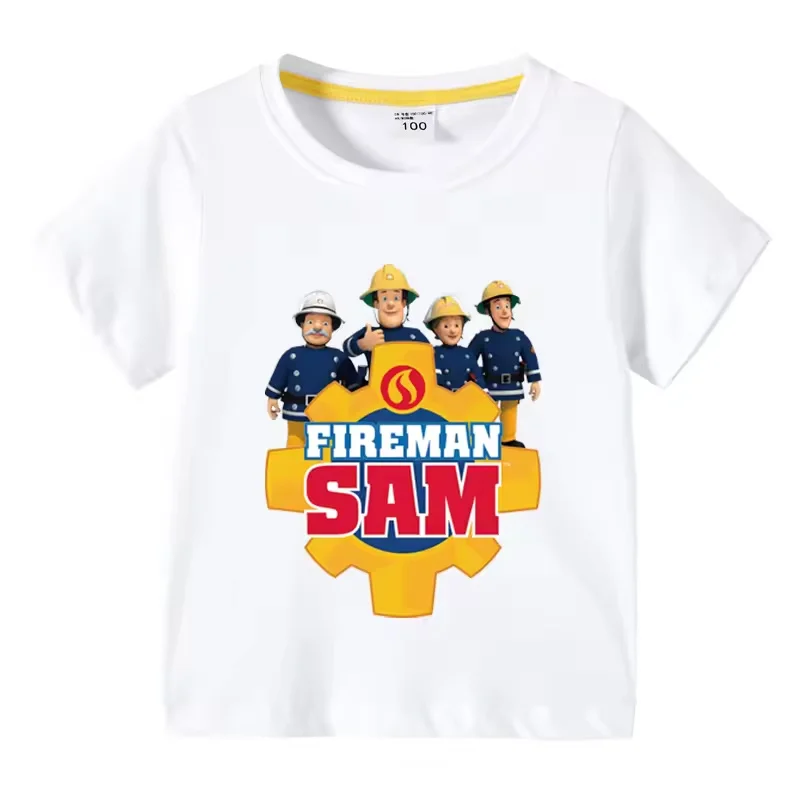 Lustiges T-Shirt mit Cartoon-Motiv von Feuerwehrmann Sam für Kinder, Sommer, 3 bis 10 Jahre, Oberteile für Mädchen und Jungen, tolles Freizeit-T-Shirt. – Detail 8
