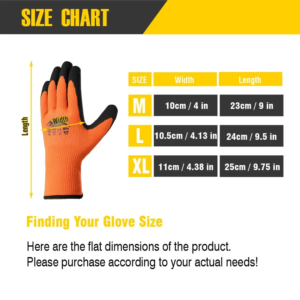 1 Pair Thermal Insulated Work Gloves with Fleece & Latex Grip,Suitable for Fishing, Gardening, Ice Work, Snow Removal