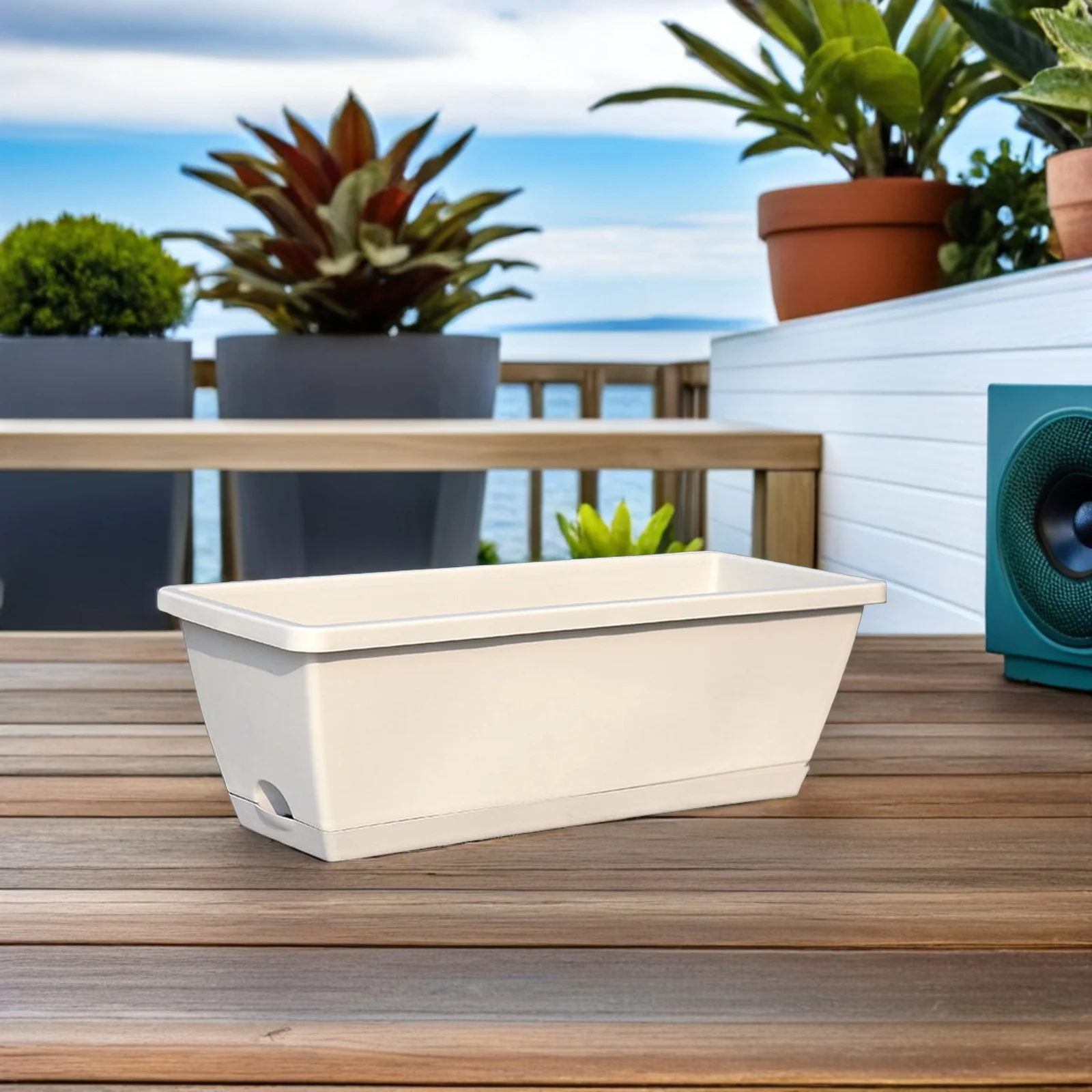 

1pc Large Rectangular Resin Plant Basin Thickened Anti Deform Durable Breathable Flower Pot Balcony Gardening Vegetables Pots