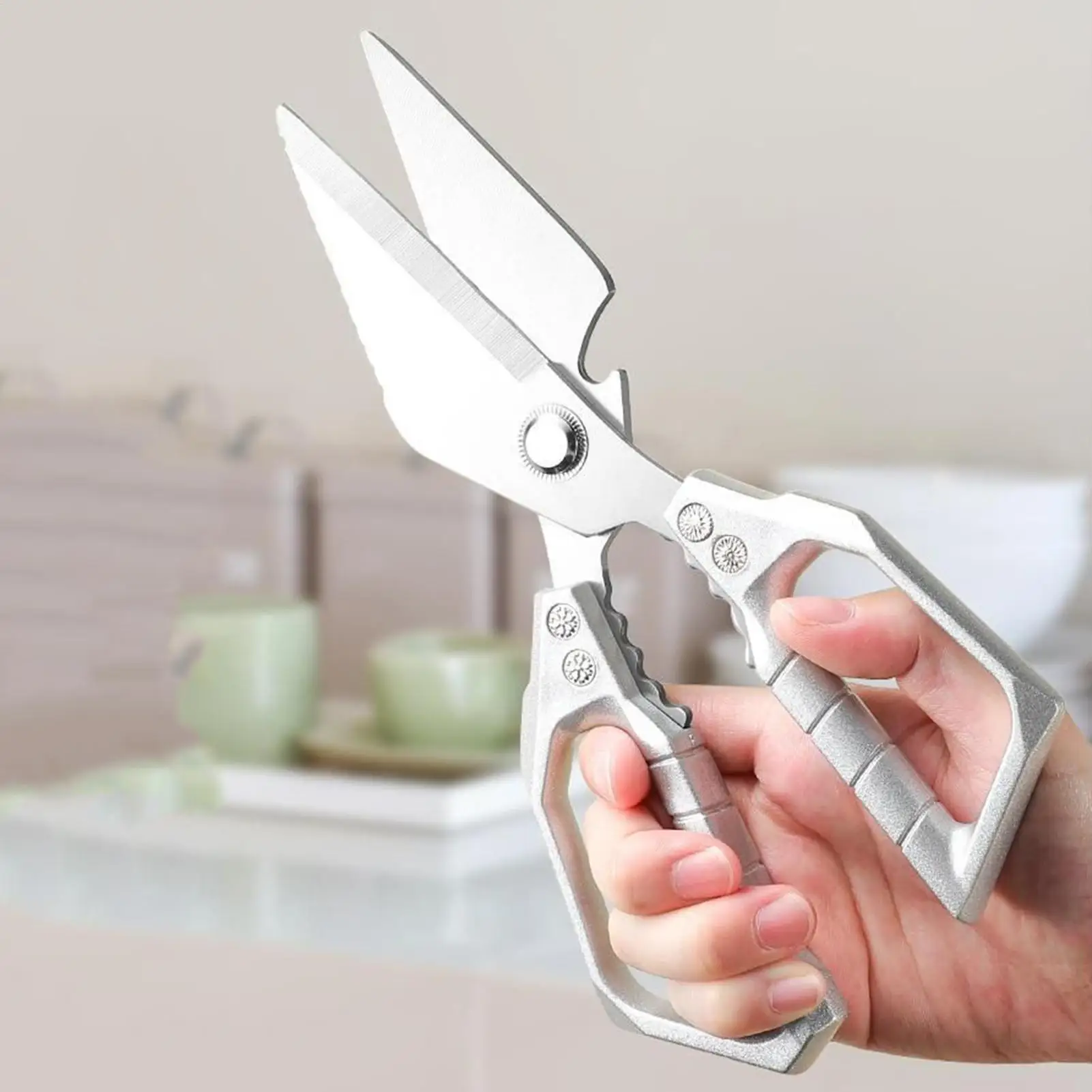 Tijeras de cocina de acero inoxidable, tijeras fuertes para huesos de pollo, tijeras multifuncionales para matar peces, tijeras de comida para el hogar dedicadas