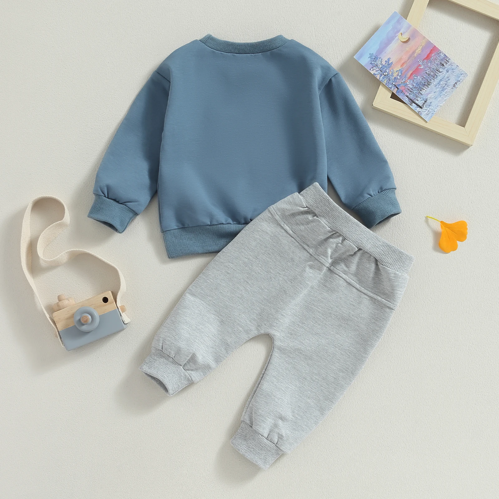 Lioraitiin Newborn Baby Boys Clothes Letter Print Long Sleeve Sweatshirts Tops Elastic Waist Pants Toddler Clothing Tracksuit