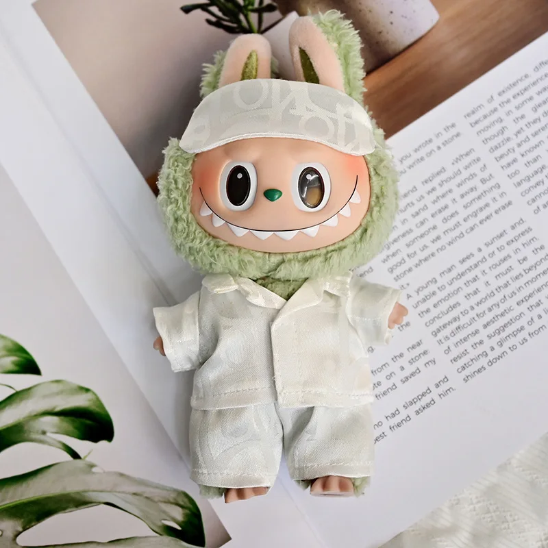 

Luxury Satin Silk Pajama Set With Eye Mask For 15/17cm Labubu 1st/2nd/3rd Gen - Elegant Loungewear