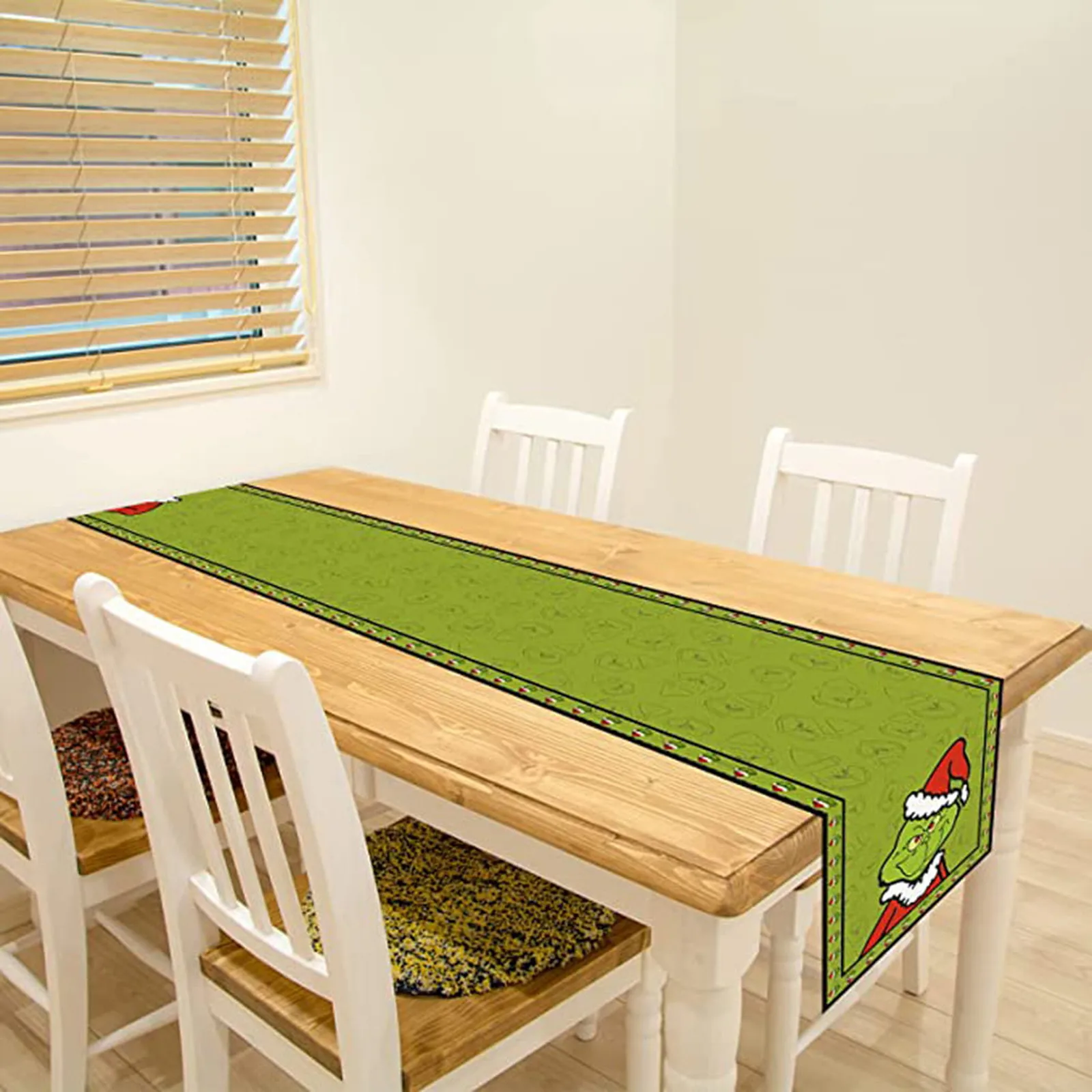 Linen Green Christmas Table Runner Tablecloth Christmas Xmas Winter Holiday Home Kitchen Dining Room Table Decoration 13x72 Inch