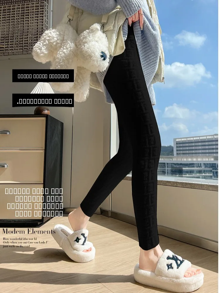 กางเกงเลกกิ้งไหมพรมผู้หญิง ยี่ห้อ Thiened Fce รุ่น Autumn Winter ทรงเข้ารูป อุ่นสบาย สไตล์ลำลอง เอวสูง ขายาว