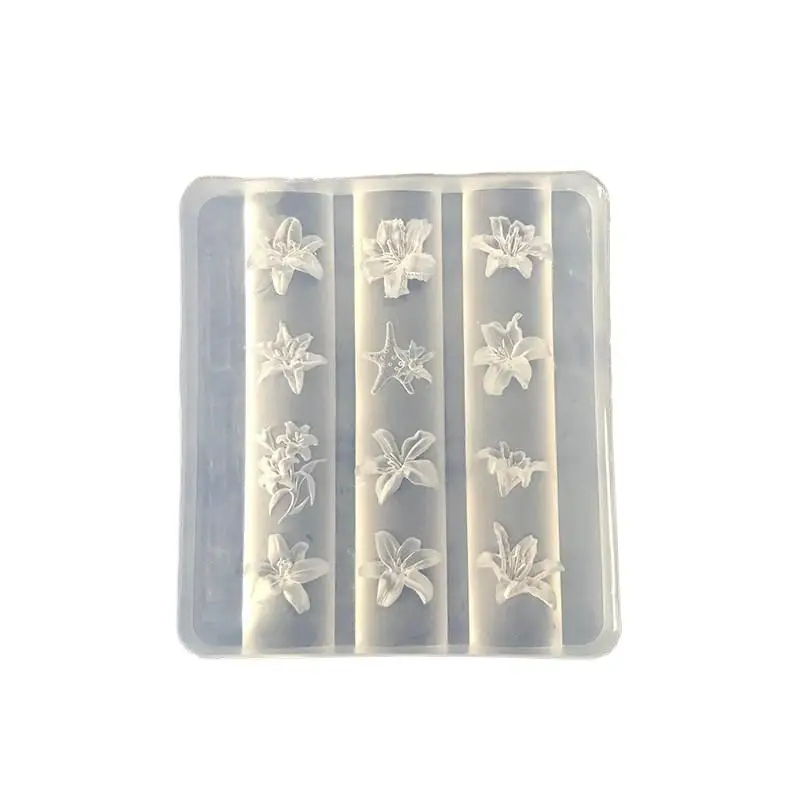 3D-Silikon-Blumen-Nagelkunst-Schnitzform, Harz-Lilien-Blumen-Meerestern, DIY-Nagelkunst-Dekoration, transparente Vorlage für Nagelcharms – Detail 8