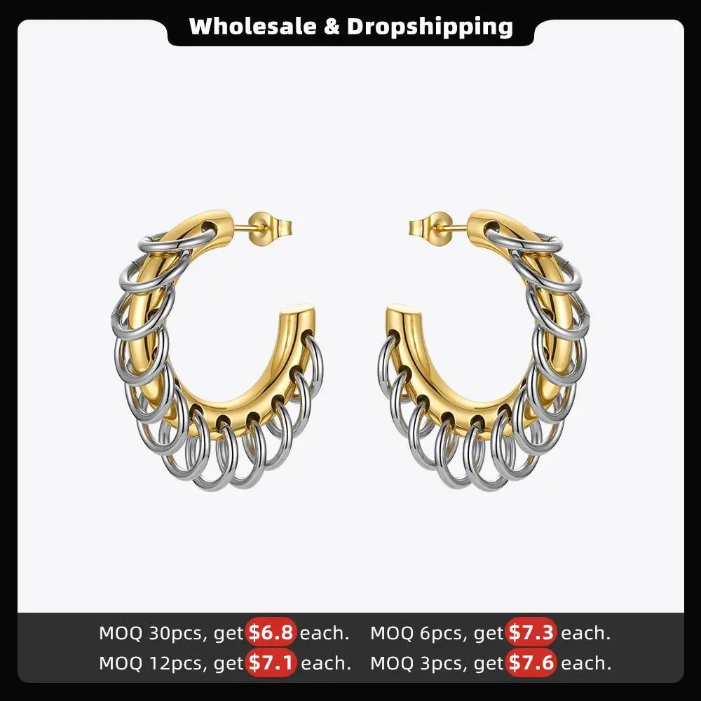 ENFASHION Punk Circle Loop Earring Stainless Steel Hoop Earrings For Women Gold Color Brincos Feminino Fashion Jewelry E211304