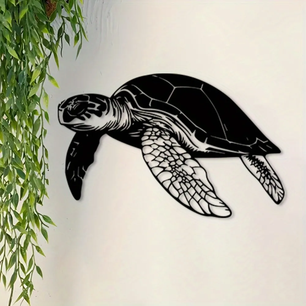 CIFBUY Vintage Sea Turtle Metal Wall Art, Weather Resistant Iron Ocean Statue Mural, Sturdy Indoor Outdoor Decor for Patio - view 3