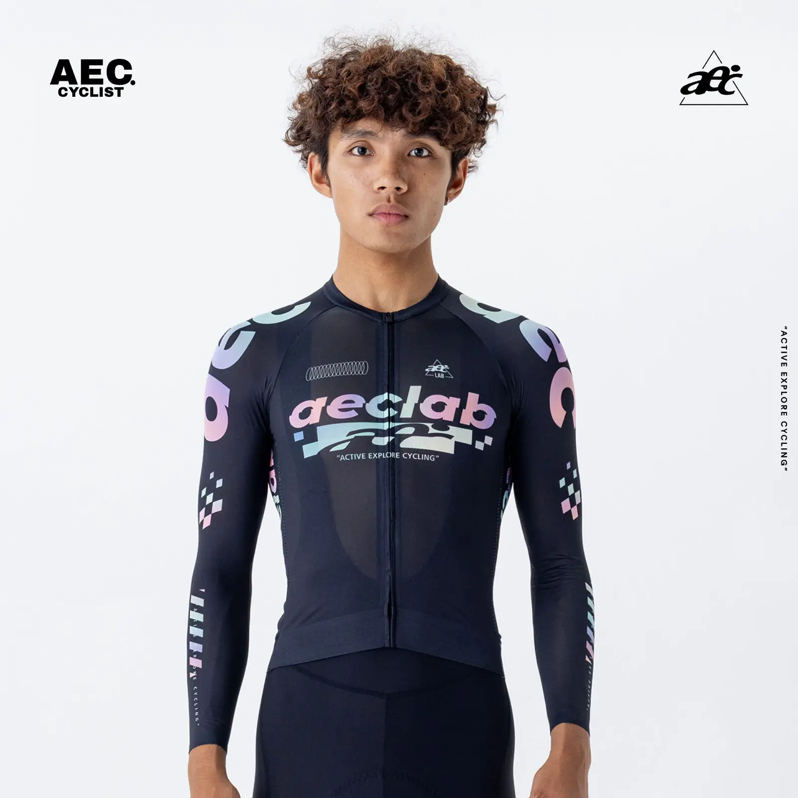 

AEC Men's Cycling Jersey Ultralight Quick Dry Bike Tops Full Zipper Road Bike Jersey Back Poacket MTB Clothing Cyber Color Serie