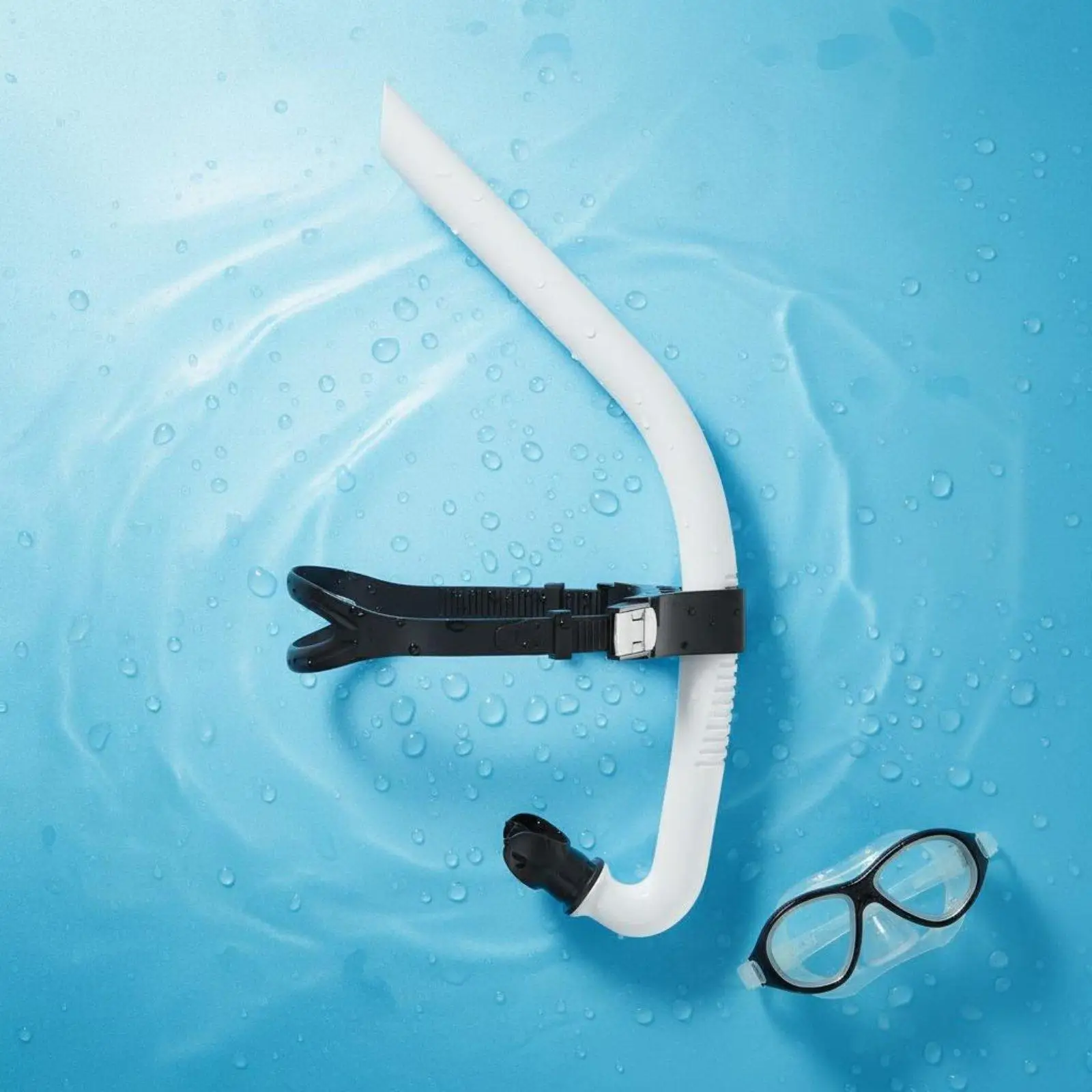 Center Mount Swim Snorkel with Large Diameter Tube Silicone Mouthpiece for Stroke Technique and Lung Capacity Training