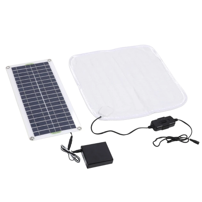 

Solar Heated Blanket for Canines Cats Freezing Includes Photovoltaic Panel and External Battery