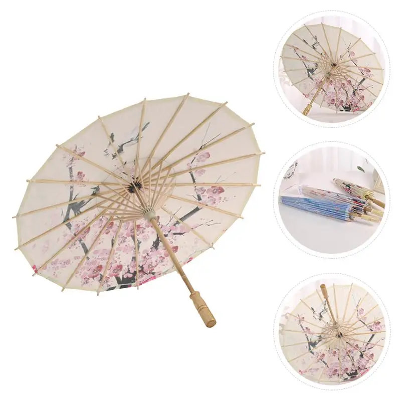 1pc Vintage Chinese Style Umbrella Photography Props Oil Paper Umbrella Bamboo Dance Performance Decorative Flower Umbrella 56cm