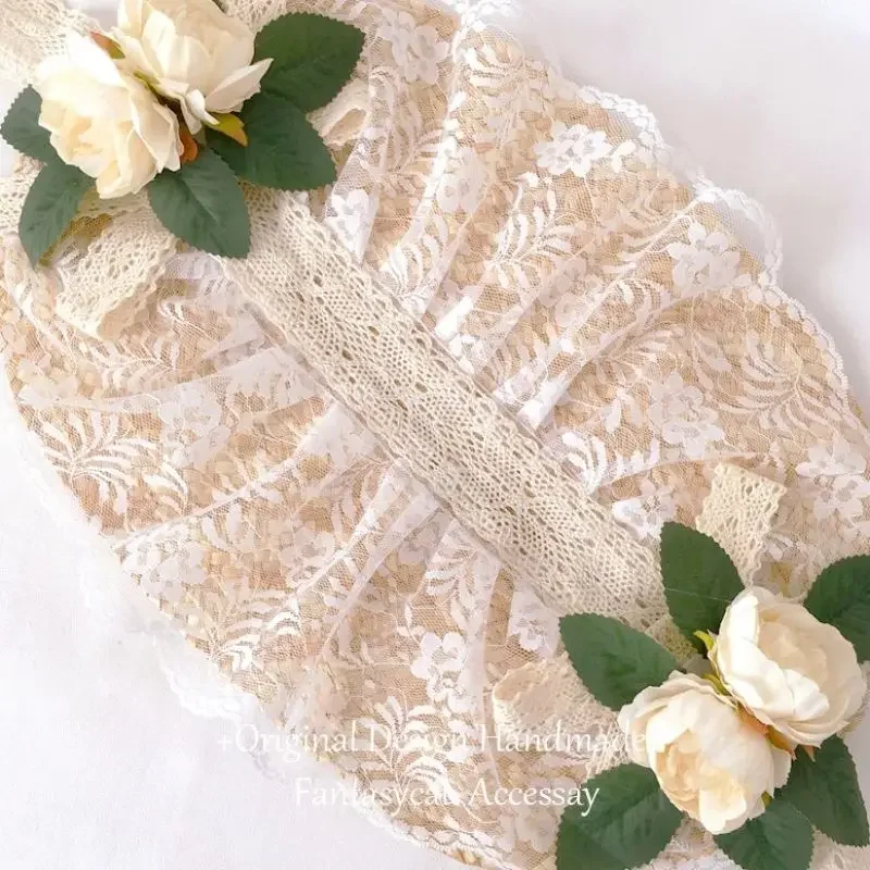 Lolita Girls Eleganckie koronkowe kwiaty Słomkowy kapelusz Tea Party Beanie