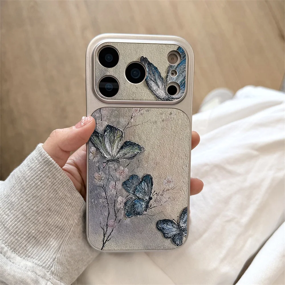 Blue Butterfly PU Leather Phone Case For iPhone 17 Funda iPhone 17 16 Pro Max 15 14 13 12 11 Soft TPU Lens Protective Back Cover - view 5