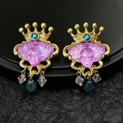 Vintage Jewelry KF German Alice Series Witch Earrings European and American Antique Fantasy Moen Face Earrings